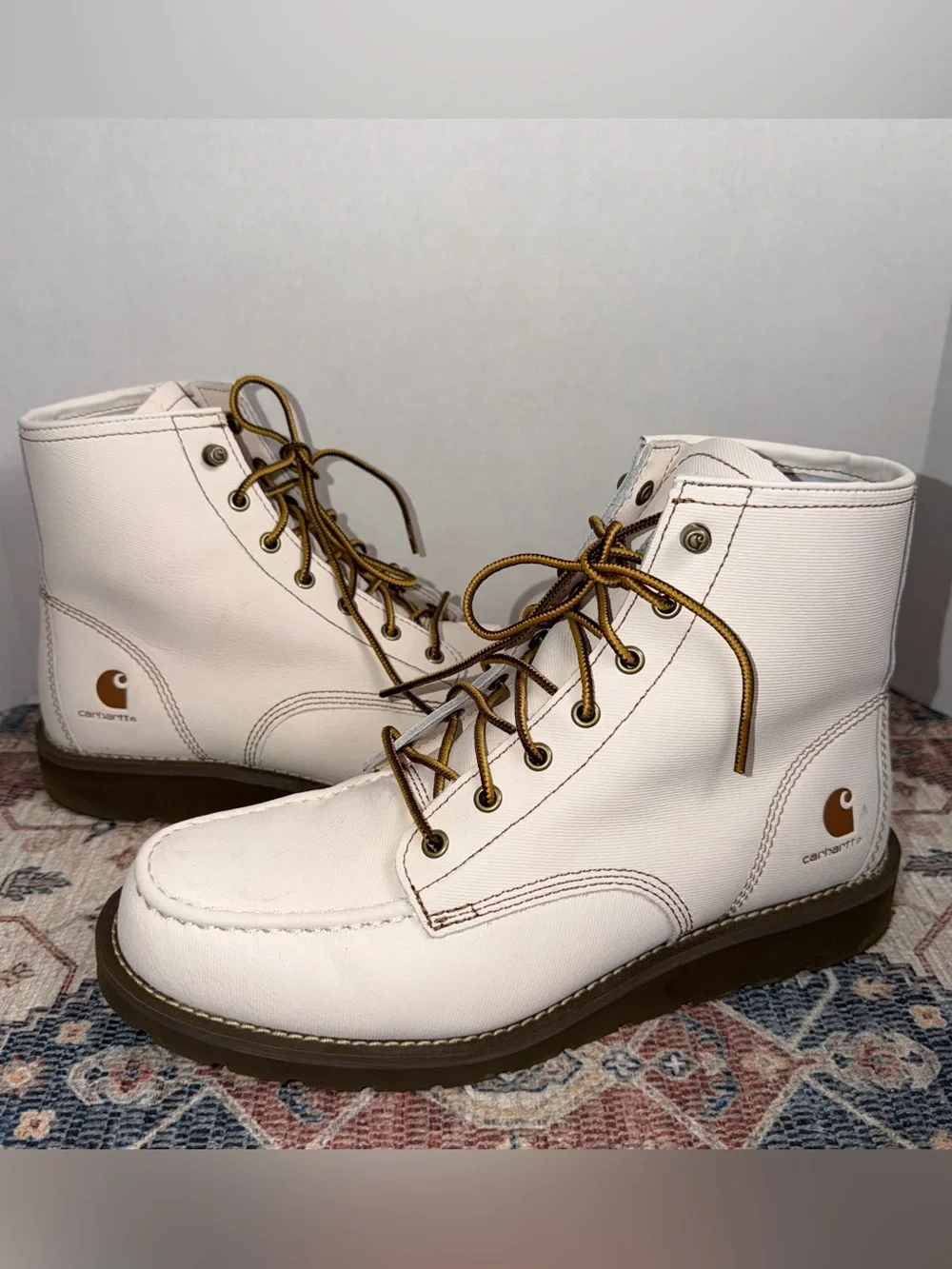 Carhartt Men’s White Boots with Brown Accents